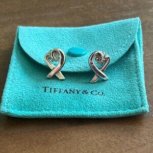 Tiffany Paloma Picasso Loving Heart Post Earrings; Stamped 925 Sterling Silver